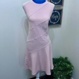 THEORY Blush Pink Fit & Flare Stretch Dress Sleeveless Lined 12